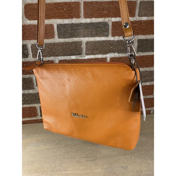 Valentina Handbags - NWT Valentina Italian Small Leather CrossBody Bag, Burnt Orange